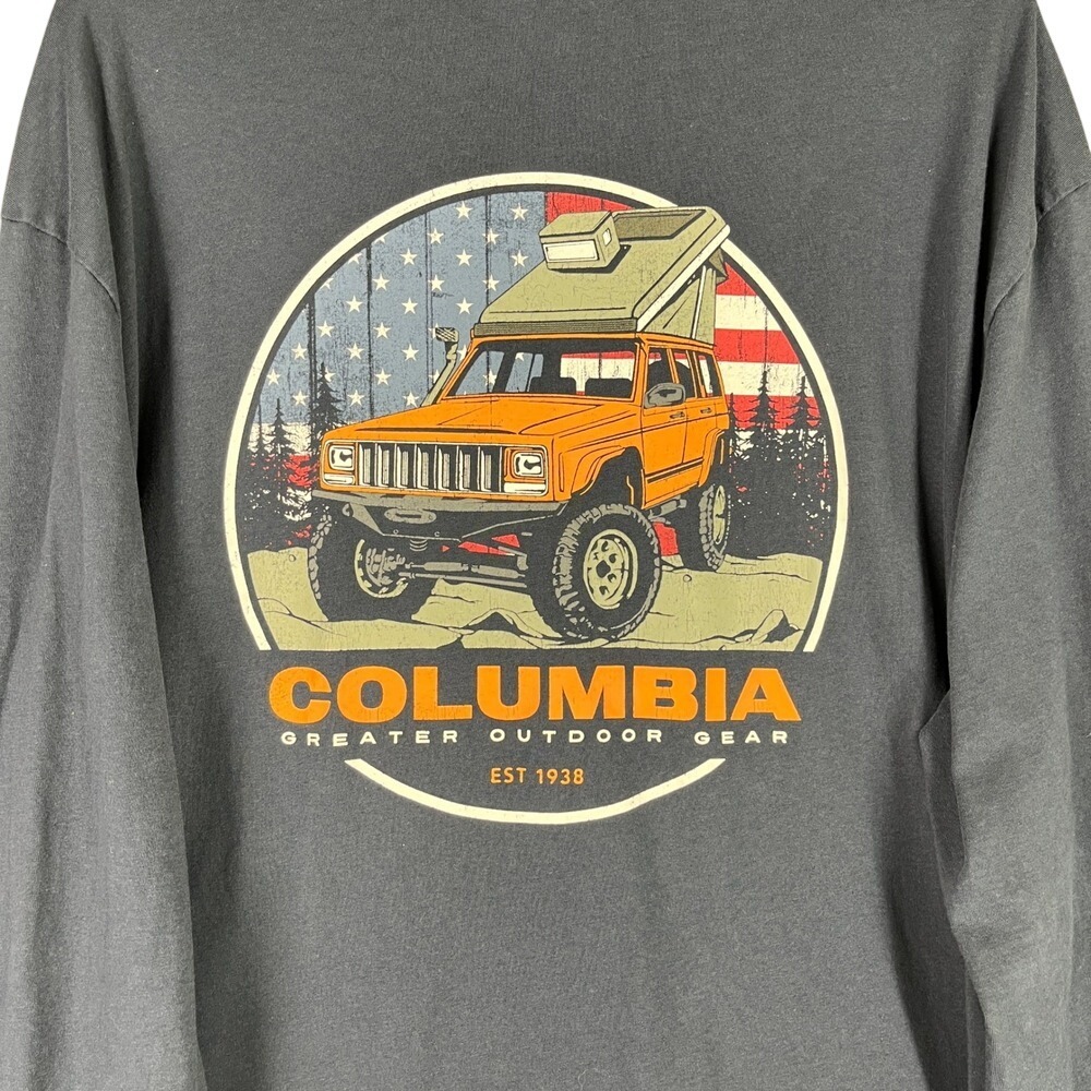 Columbia Outdoor Overlanding Jeep Cherokee 4x4 Patriotic Camp‎ Shirt Mens XXL